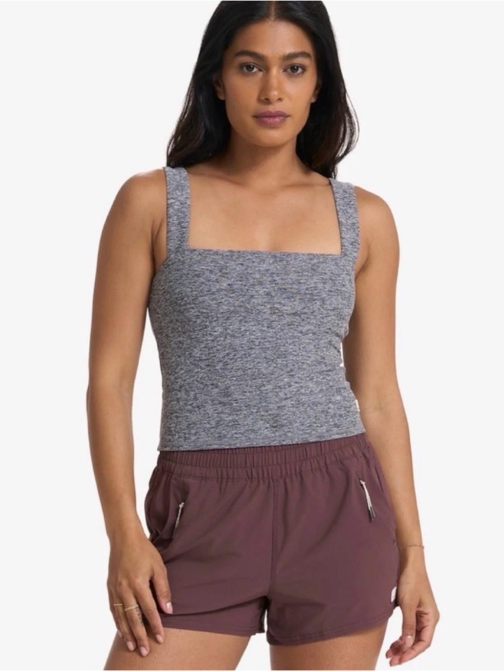 Vuori Heather Grey Square-Neck Tank size XS